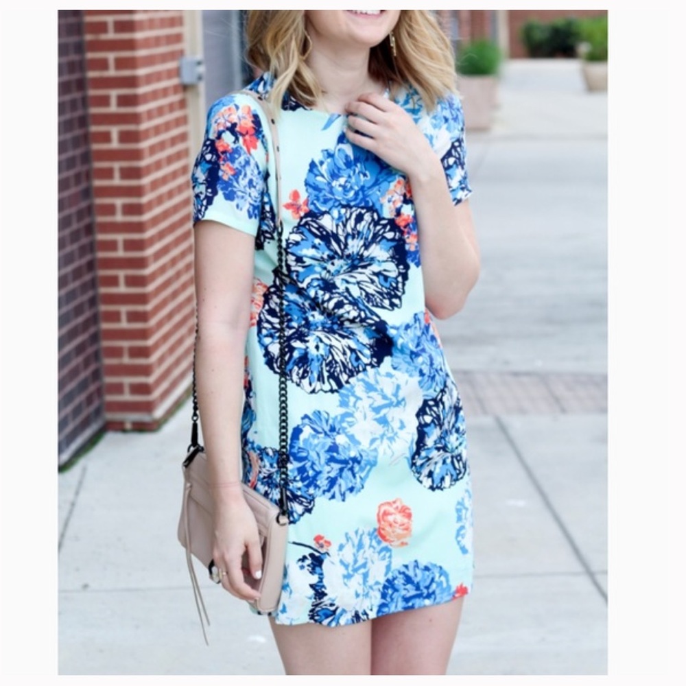 J. Crew floral blue shift dress